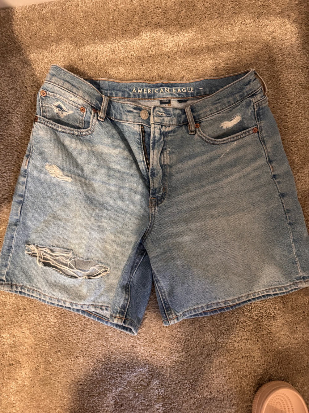 American Eagle Outfitters Light Wash Distressed Denim Shorts